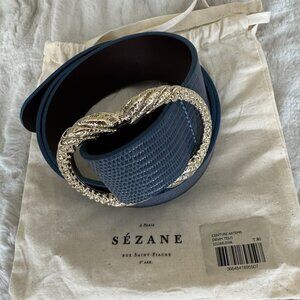Sezane Artemis Belt, T. 80, Denim Tejus